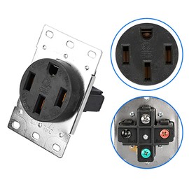 JORINDO 2pcs NEMA 14-50R,Industrial Socket 50Amp RV, EV, Dryer Flush Mounting Receptacle Socket 125/250V Commercial Grade Black Outlet,Black