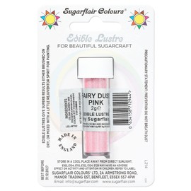 Sugarflair Fairy Dust Pink Edible Lustre Dust, Add a Lustrous Shine to Cakes or Decorations. Brush On or Add Rejuvenator to Create Eye-Catching Edible Paint, Gives Shine to Your Bakes - 2g