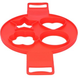 Molde Reutilizable para Hacer Huevos Sartén Antiadherente Utensilios de Cocina para Desayunos Silicio Orgánico Rojo Herramienta para Hornear de 4 Unidades (Estilo 2)
