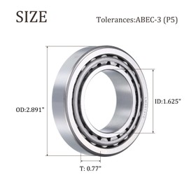 sourcing map 2pcs LM501349/LM501310 Tapered Roller Bearing Cone and Cup, 1.625" Bore x 2.891" OD x 0.77" Thick, Chrome Steel Taper Bearing Set, ABEC-5