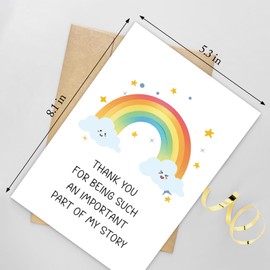 Naixiwen Thank You Card for Men Women, Cute Rainbow Thank You Card for Friend Teacher, Appreciation Card for Doctor Coworker Boss, Thank You for Being Such an Important Part of My Story