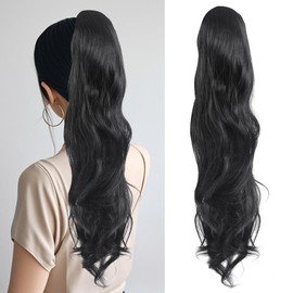 Ponytail Extension Drawstring Ponytail for Quick and Easy Hairstyling Black 26in Natural Looking Synthetic Hair