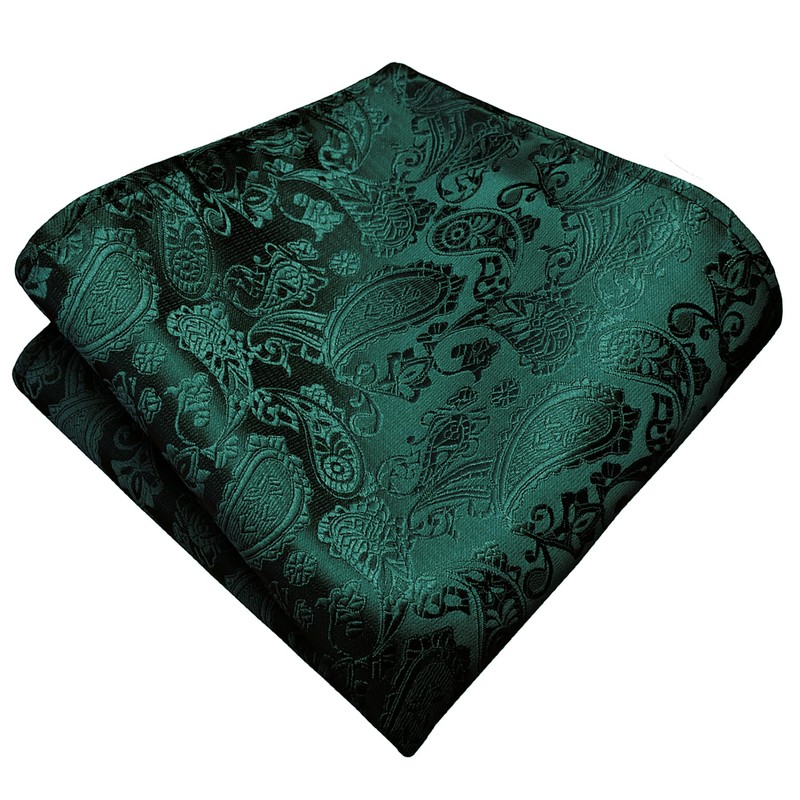 Gusleson Green Tie for Wedding Mens Silk Paisley Emerald Green
