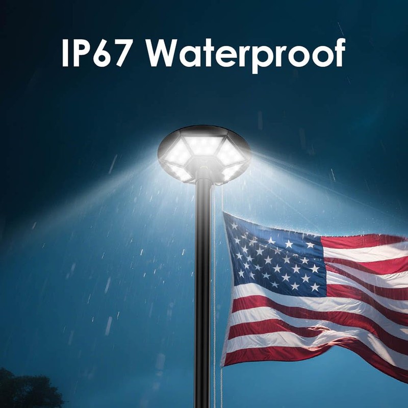 Flag Pole Light Solar Powered, 3000lm Flagpole Light Outdoor IP67