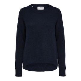 SELECTED FEMME Women's Slflulu LS Knit O-Neck B Noos Pullover, Dark Sapphire