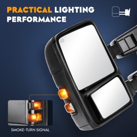 Towing Mirrors for Ford F-250 F-350 Super Duty 2008-2016 Power Heated with Turn Signal Manual Folding Telescoping (1 Pair)