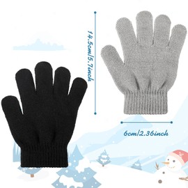 Black Gloves 2 Pairs Knit Winter Gloves Gery Kids Gloves Stretch Gloves Soft Magic Warm Gloves Children Stretchy Mittens