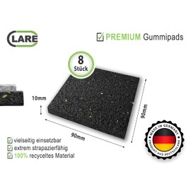 CLARE Premium Vibration Damper as Washing Machine Underlay & Vibration Damper, Non-Slip Pads 90 x 90 mm, Less Noise & Movement, Anti-Vibration Mat for Speakers, 3D Printers, Pack of 8, 10 mm