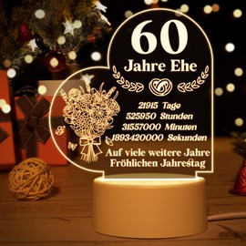Vetbuosa 60th Wedding Anniversary Decoration, Acrylic Night Light, Diamond Wedding Decoration, Diamond Wedding Gift, Gift for 60th Birthday Man, Gift for 60th Birthday, Gift for 60th Anniversary