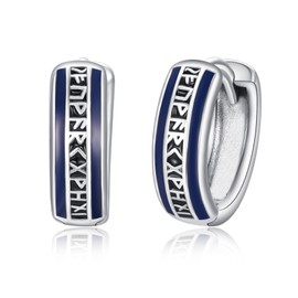 Dreamboat Sterling Silver Viking Earrings for Men Small Hoop Earrings Unisex Norse Viking Runes Earrings for Women Irish Arracadas Para Hombr Viking Jewelry, Small, Sterling Silver, No Gemstone