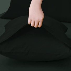 West Midlands Homeware Pillow Cases 2 Pack Black Pillowcases Super Soft Brushed Microfibre Pillow Covers Breathable Standard, 50cm x 75cm