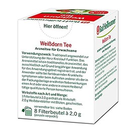 Bad Heilbrunner Hawthorn Tea - Medicinal Tea in Filter Bag - Hawthorn Leaves & Flowers - Heart Strengthener from Tradition - Promotes Blood Circulation and Circulation (6 x 8 Filter Bags)