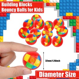 Building Block Party Favors Small Bouncy Balls 1.26 Inch/32 mm Building Block Bouncy Balls Mini Bouncy Balls for Birthday Party Gift Christmas gifts Vending Machines Filler Outdoor Game (36 Pcs)
