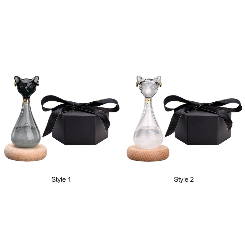 Weather Predictor Cat Bottle Black Ergonomic Rugged Glass Weather Predictor