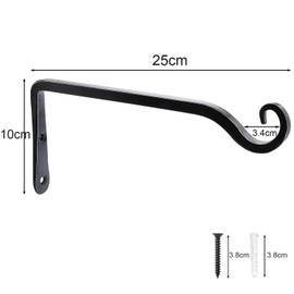 JunGG Plant Holder Hanging Basket Holder 25 cm Iron Hanging Plant Holder Wall Hook Hanging Basket Wall Plant Hook for Planters Bird House Lanterns Wind Chimes Wall Sconces, Pack of 2