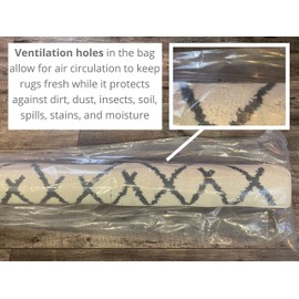 Rug Storage Bag and Zip Tie - with Vent Holes - Large Size Fits Rugs up to 180 x 270cm - Protects Rolled Rugs for Moving or Storage