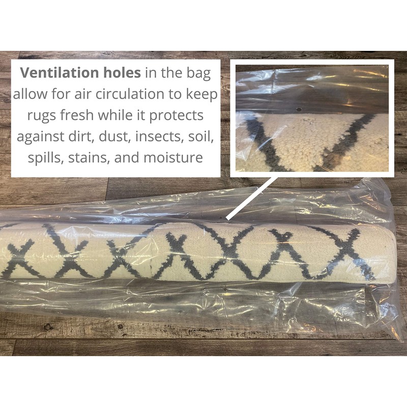 Rug Storage Bag and Zip Tie - with Vent Holes