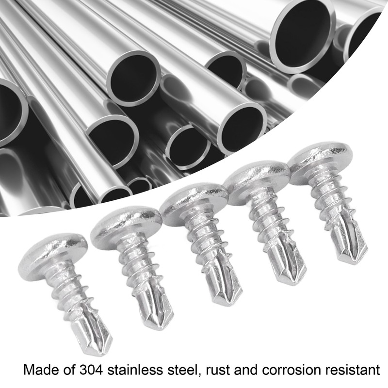200PCS Self Drilling Screws 304 Stainless Steel Round Head Drill
