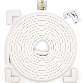 Roving Cove Slimfit - Protector de borde de esquina a prueba de bebés (borde pequeño de 15 pies, 4 esquinas), protector de parachoques de seguridad para muebles, espuma de goma NBR suave, adhesivo 3M, blanco ostra (blanco hueso)