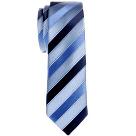 (リトリーズ) RETREEZ 3色ストライプ柄 マイクロファイバー 織り生地 細ネクタイ タイ - ブルー