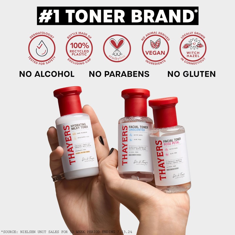 THAYERS Alcohol-Free Rose Petal Witch Hazel Facial Toner for Glowing