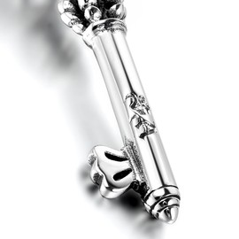 OIDEA Men's Necklace with Crown Key Pendant: Stainless Steel Vintage Crown Key with O Chain Silver Black Retro Jewellery Gift for Men Boys, Stainless Steel, No Gemstone