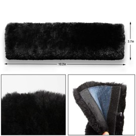 ROYAGO Soft Genuine Sheepskin Wool Auto Seat Belt Cover Seatbelt Shoulder Pad for a More Comfortable Driving, Compatible with All Cars(Black)