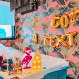 I Got a Text Banner for Love Island Themed Bachelorette Party Decorations,16inch,Gold