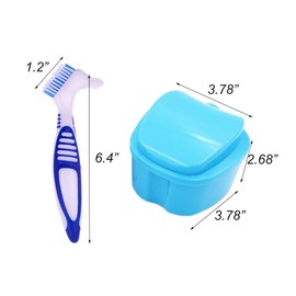 2 Stück Prothesenbürsten und 2 Stück Prothesenbox Doppelseitige Zahnbürste für falsche Zähne