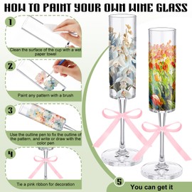 112 Pcs Paint Your Own Wine Glass Acrylic Champagne Flutes Kits Bulk Girls Night Wedding Bridal Shower Games Activities Gifts Aesthetic Wine Glass Markers DIY Birthday Party Ideas for Adults Women