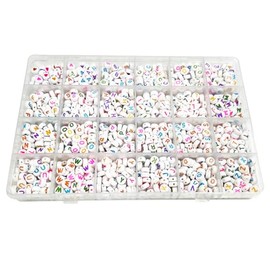Haobase 1200Pcs 4x7mm Letter Beads Round Acrylic Alphabet Beads A-Z Heart Pattern Beads for Jewelry Making Bracelets Necklaces Key Chains