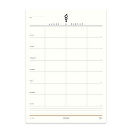 MEYCARD - A4B FOOD, Menu Planner, Pad of 50 Sheets per Week, Illustrated