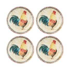 UPware 4-Piece 6 Inch Melamine Serving Plates/Appetizer Plates/Dessert Plates (Country Rooster)