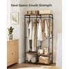 SONGMICS Clothes Rack, Iron and Wood Wardrobe Closet Organizer, Heavy
