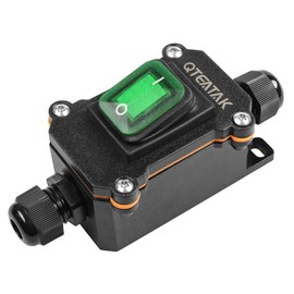QTEATAK Inline Cord Switch Waterproof Switch DPST AC/DC 20A-125V,16A-250V,30A-24V,35A-12V, IP66 Green Open Double Hole Waterproof Box Two-Side Entry and Exit Line KCD4