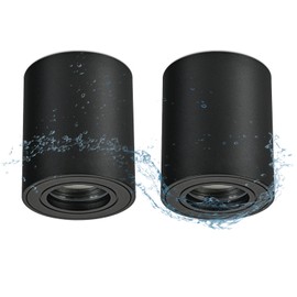 Gleonlux Ceiling Spotlight, Surface-Mounted Spotlight, IP44 Black, GU10 Surface-Mounted Spotlights, Flat, Surface-Mounted Spotlight, Ceiling Light, Ceiling Light, 230 V with GU10 Socket, Aluminium