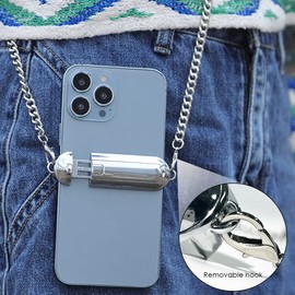 OLizee® Alloy Phone Crossbody Chain Back Clip Mobile Phone Holder Clamp Cell Phone Back Clip Smartphone Grip Clip Holder Phone Holder Bracket for Outdoor Activities