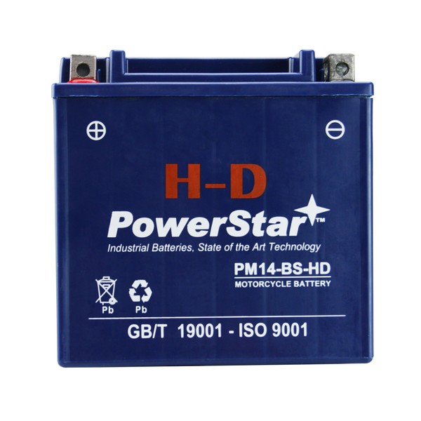 PowerStar H-D YTX14-BS ATV Battery Compatible with Honda TRX500FM FourTrax Foreman 4x4 2005 to 2009