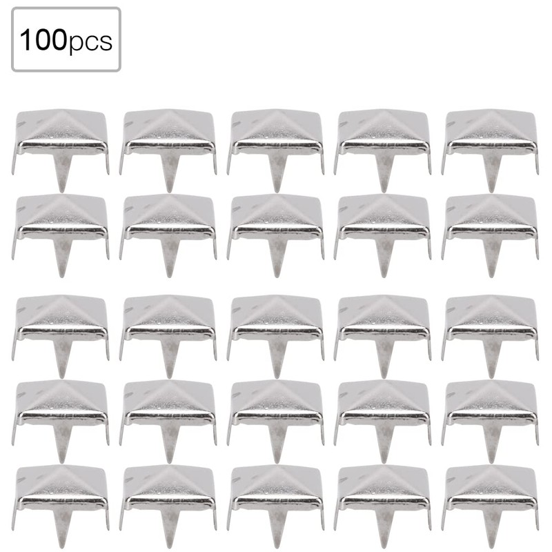 Pack of 100 9 mm Square Rivets, Pyramid-Shaped Punk Rivet