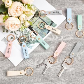 100 Pcs Leather Key Fobs Kit Blanks DIY Laser Engraving Keychain for Leather Keychain Making Supplies