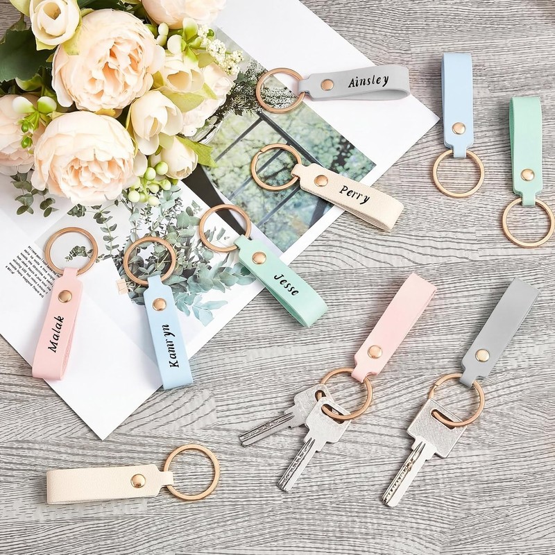 100 Pcs Leather Key Fobs Kit Blanks DIY Laser Engraving