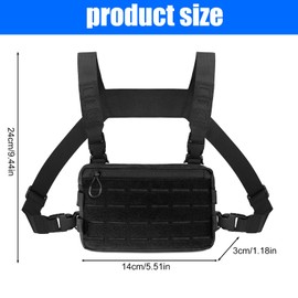 TOATELU Chest Pack, Tactical Chest Rig Pack, Men's Harness Bags for Camping, Travel, Hiking, Outdoor Sports, Cycling, Training, Fitness, Black