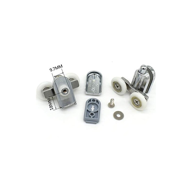 Shower Door Fixing Pulleys in Chrome - Top & Bottom