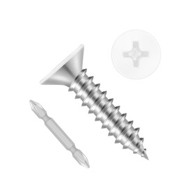 Etauwe #6 x 3/4" Flat Head Self Tapping Screws, White Head Wood Screw, 304 Stainless Steel 18-8, Screwdriver Bit Included, 100 PCS