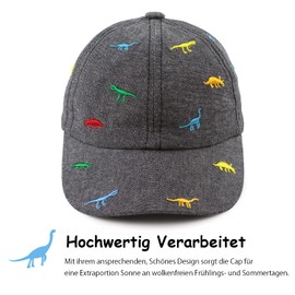 Pesaat Baby Peaked Cap Boy Baseball Cap Children's Sun Hat UV Protection Baby Boy Baseball Cap Children Boys Summer Hat, Dark Grey Dinosaurs