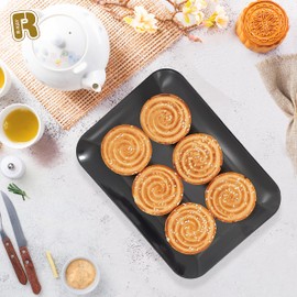 3 Pack Black Plastic Serving Tray for Party - Black Serving Tray 8 by 11 Inch - Dessert Trays for Food - Party Serving Trays for Entertaining - Premium Party Trays - Black Serving Platters