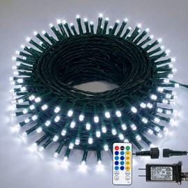 Hopolon String Lights Indoor Outdoor, 33 FT 100 LED Connectable Green Wire Twinkle Fairy Lights, Plug in Christmas Light Waterproof for Wedding Party Patio Spring Decor (Cool White)