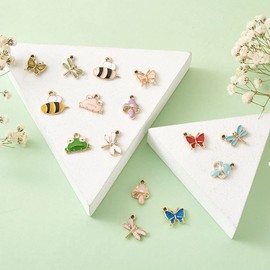 KISSITTY 62pcs/box Alloy Enamel Pendants Colorful Metal Enamel Frog Mushroom Bees Dragonfly Butterfly Dangle Charms for DIY Earring Bracelet Necklace Jewelry Making