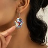 Cute Pink Snowman Christmas Tree Earrings - Hypoallergenic Xmas Jewelry