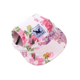 TecHong Small Dog Baseball Cap - Pet Outdoor Sports Sun Protection Hat, Summer Doggie Cat Leisure Sunblock Visor, Puppy Casual Oxford Fabric Canvas Outfit with Ear Holes and Adjustable Neck Strap